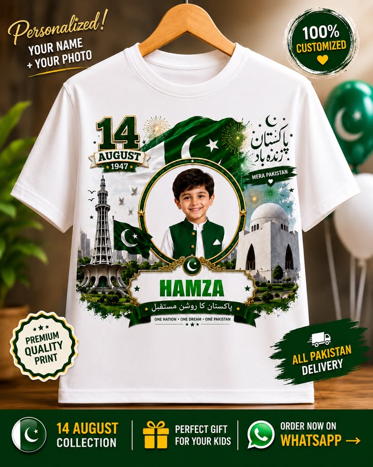customized kids T-shirt featuring your child's photo and name_