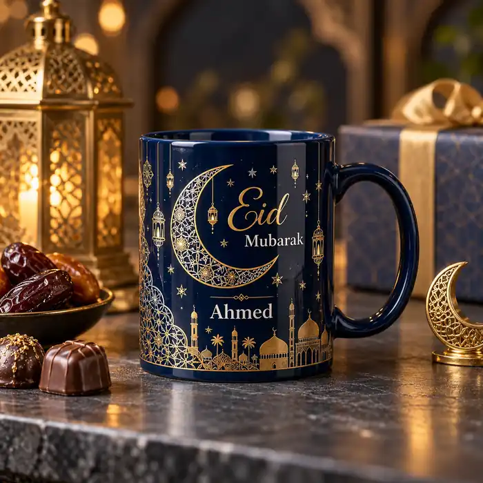 Personalized Eid mug with name and Eid Mubarak message – Al Madina Studio Pakistan